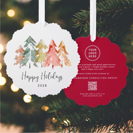 Business Logo Prettige feestdagen QR Code Ornament Kaart