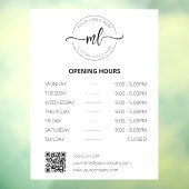 Business logo Professional Monogram Openingstijden Raamsticker (Vel 3)