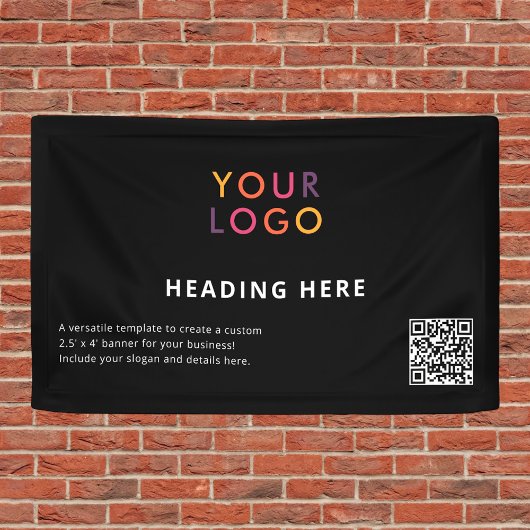 Business Logo QR-code Adverteren zwart Spandoek