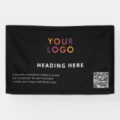 Business Logo QR-code Adverteren zwart Spandoek (Horizontaal)