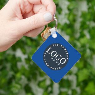 Business Logo QR Code Bedrijf Medewerkers Blauw Sleutelhanger