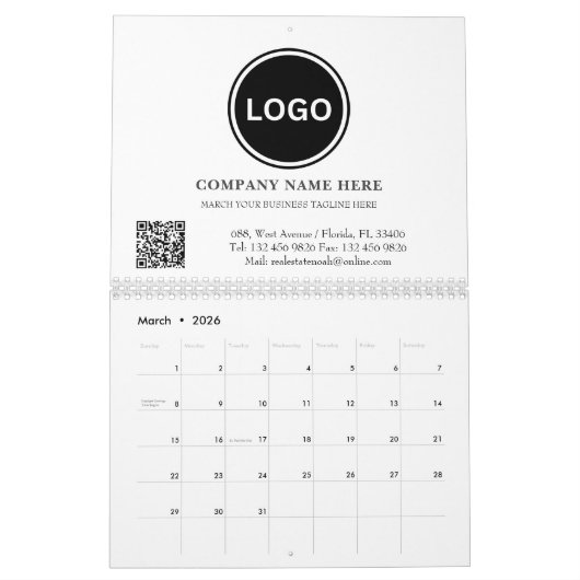Business Logo QR code Bedrijf Modern Kalender (Mar 2026)