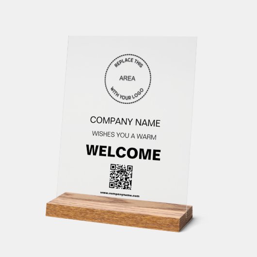 Business Logo QR Code Bedrijf Welkomstbord Acryl Bord (Hoek)