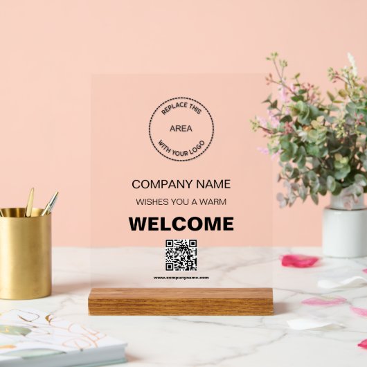 Business Logo QR Code Bedrijf Welkomstbord Acryl Bord (Huwelijk)