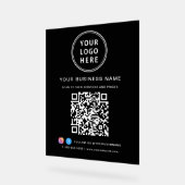 Business Logo QR Code Black Acryl Bord (Hoek)