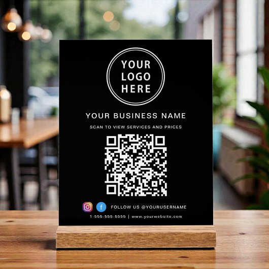 Business Logo QR Code Black Acryl Bord
