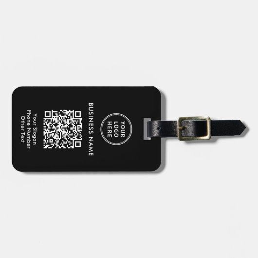 Business Logo QR Code Black Bagagelabel (Voorkant horizontaal)