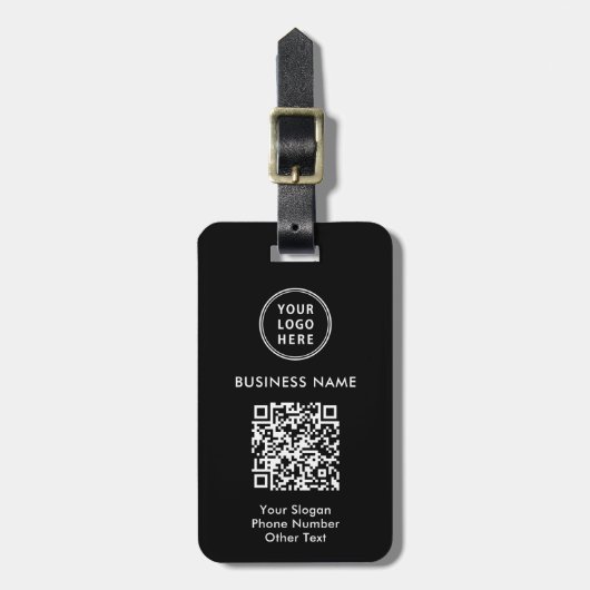 Business Logo QR Code Black Bagagelabel (Voorkant verticaal)