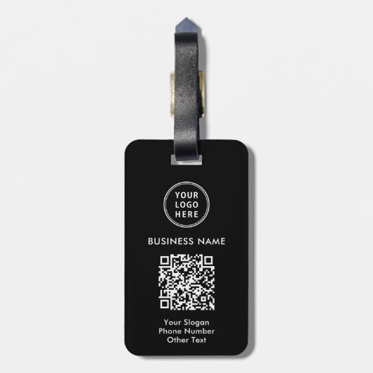 Business Logo QR Code Black Bagagelabel (Achterkant verticaal)