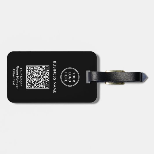 Business Logo QR Code Black Bagagelabel (Achterkant horizontaal)