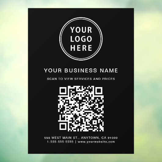 Business Logo QR Code Black Raamsticker (Vel 3)
