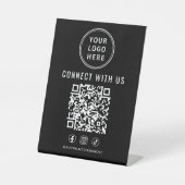 Business Logo QR Code Black Tabletop Reclamebord Met Voetstuk (Voorkant)