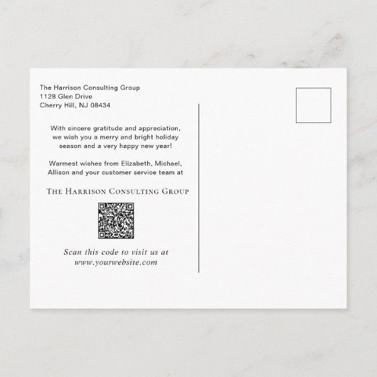 Business Logo QR Code Blue Christmas Feestdagenkaart (Achterkant)