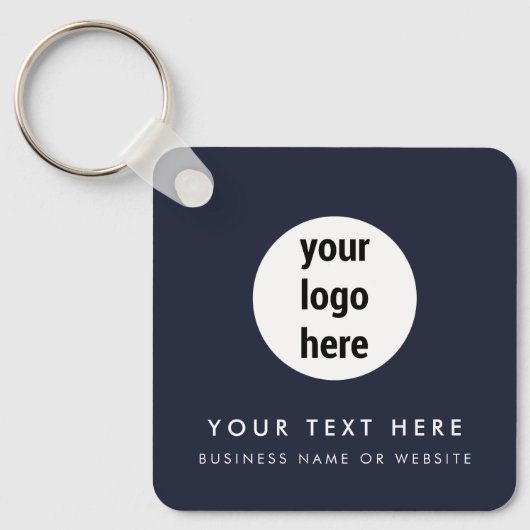 Business Logo QR Code Blue Minimalist Business Sleutelhanger (Voorkant)