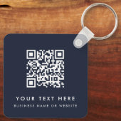 Business Logo QR Code Blue Minimalist Business Sleutelhanger (Achterkant)