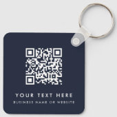 Business Logo QR Code Blue Minimalist Business Sleutelhanger (Achterkant)