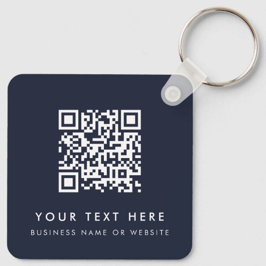 Business Logo QR Code Blue Minimalist Business Sleutelhanger (Achterkant)