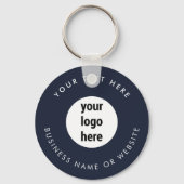 Business Logo QR Code Blue Minimalist Business Sleutelhanger (Voorkant)