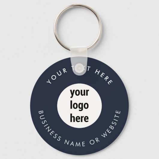 Business Logo QR Code Blue Minimalist Business Sleutelhanger (Voorkant)