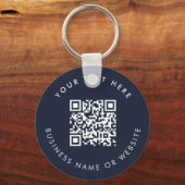 Business Logo QR Code Blue Minimalist Business Sleutelhanger (Achterkant)