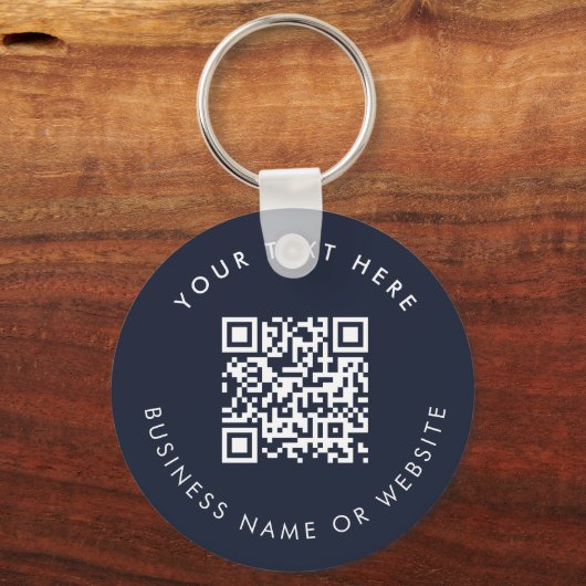 Business Logo QR Code Blue Minimalist Business Sleutelhanger (Achterkant)