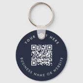 Business Logo QR Code Blue Minimalist Business Sleutelhanger (Achterkant)