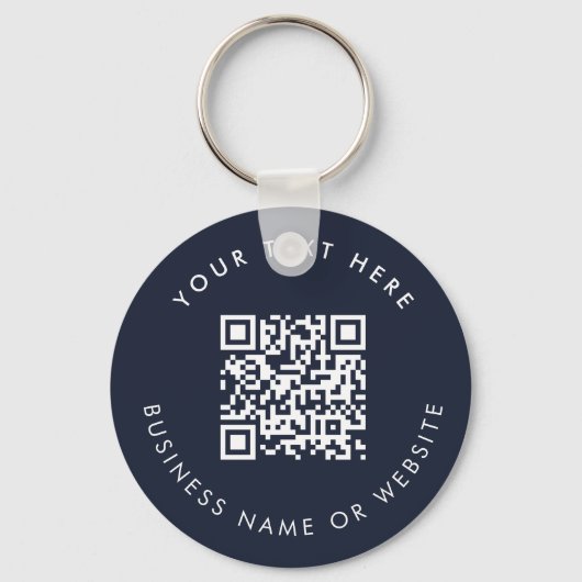 Business Logo QR Code Blue Minimalist Business Sleutelhanger (Achterkant)