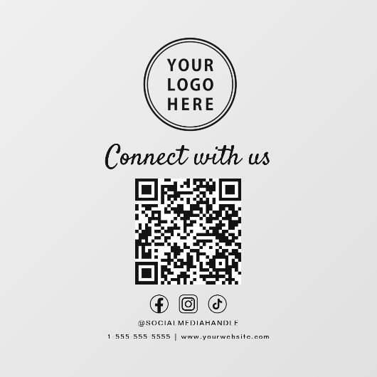 Business Logo QR Code Connect With Us Raamsticker (Vel)