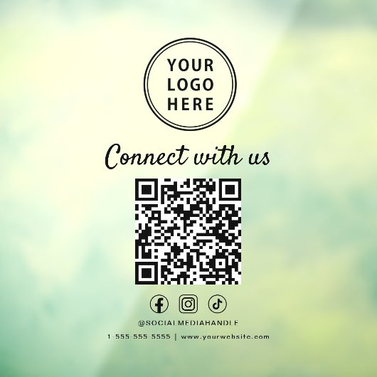 Business Logo QR Code Connect With Us Raamsticker (Vel 3)