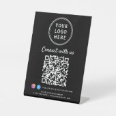 Business Logo QR Code Connect With Us Tabletop Reclamebord Met Voetstuk (Voorkant)