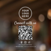 Business Logo QR Code Connect With Us White Raamsticker