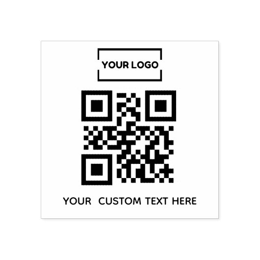Business logo QR-code en aangepaste tekst Rubberstempel (Afrduk)