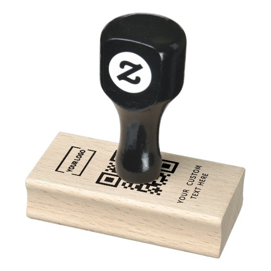 Business logo QR-code en aangepaste tekst Rubberstempel (Stempel)