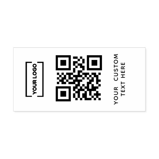 Business logo QR-code en aangepaste tekst Rubberstempel (Afrduk)