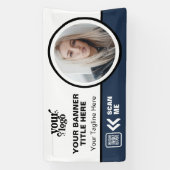 Business Logo QR Code Foto Binnen Outdoor Blauw Spandoek (Verticaal)