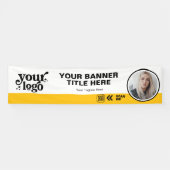 Business Logo QR Code Foto Binnen Outdoor Geel Spandoek (Horizontaal)