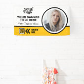 Business Logo QR Code Foto Binnen Outdoor Geel Spandoek (Insitu)
