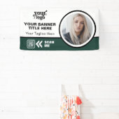 Business Logo QR Code Foto Binnen Outdoor Groen Spandoek (Insitu)