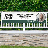 Business Logo QR Code Foto Binnen Outdoor Groen Spandoek