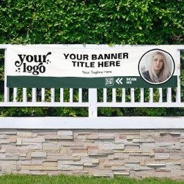 Business Logo QR Code Foto Binnen Outdoor Groen Spandoek