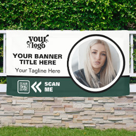 Business Logo QR Code Foto Binnen Outdoor Groen Spandoek