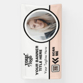 Business Logo QR Code Foto Binnen Outdoor Roze Spandoek (Verticaal)