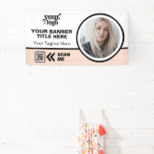 Business Logo QR Code Foto Binnen Outdoor Roze Spandoek (Insitu)
