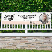 Business Logo QR Code Foto Binnen Outdoor Roze Spandoek