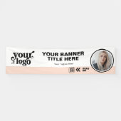 Business Logo QR Code Foto Binnen Outdoor Roze Spandoek (Horizontaal)