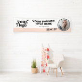 Business Logo QR Code Foto Binnen Outdoor Roze Spandoek (Insitu)