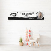 Business Logo QR Code Foto Binnen Outdoor Zwart Spandoek (Insitu)