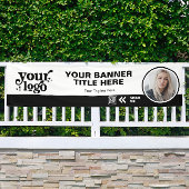 Business Logo QR Code Foto Binnen Outdoor Zwart Spandoek