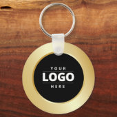 Business Logo QR Code Goud Zwart Medewerker Sleute Sleutelhanger (Voorkant)