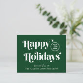 Business Logo QR Code Groene Kerst Feestdagenkaart (Staand voorkant)